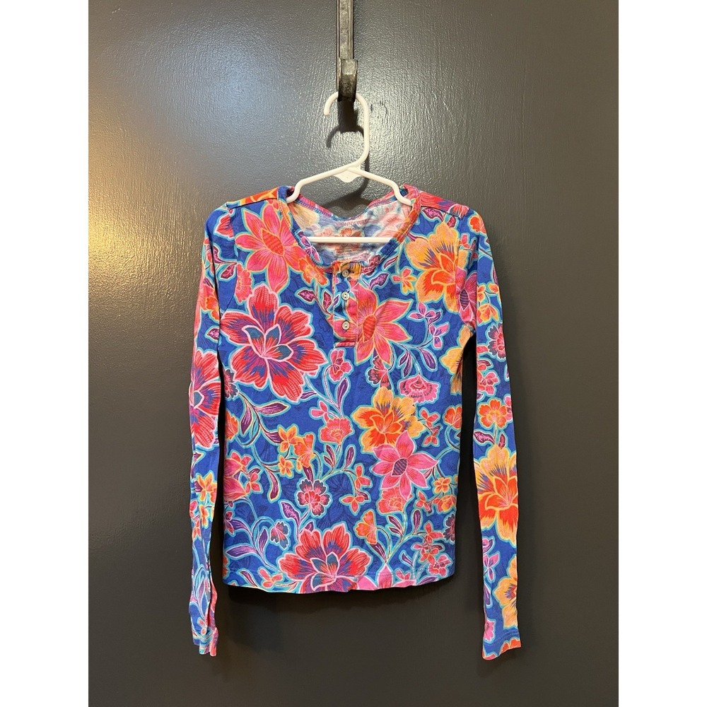 Johnny Was Mini Kids PJ Top Daniela Floral Long Sleeve Sz 7/8Y